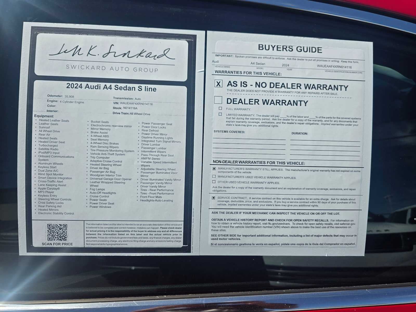 2024 Audi A4 Sedan S line Premium Plus