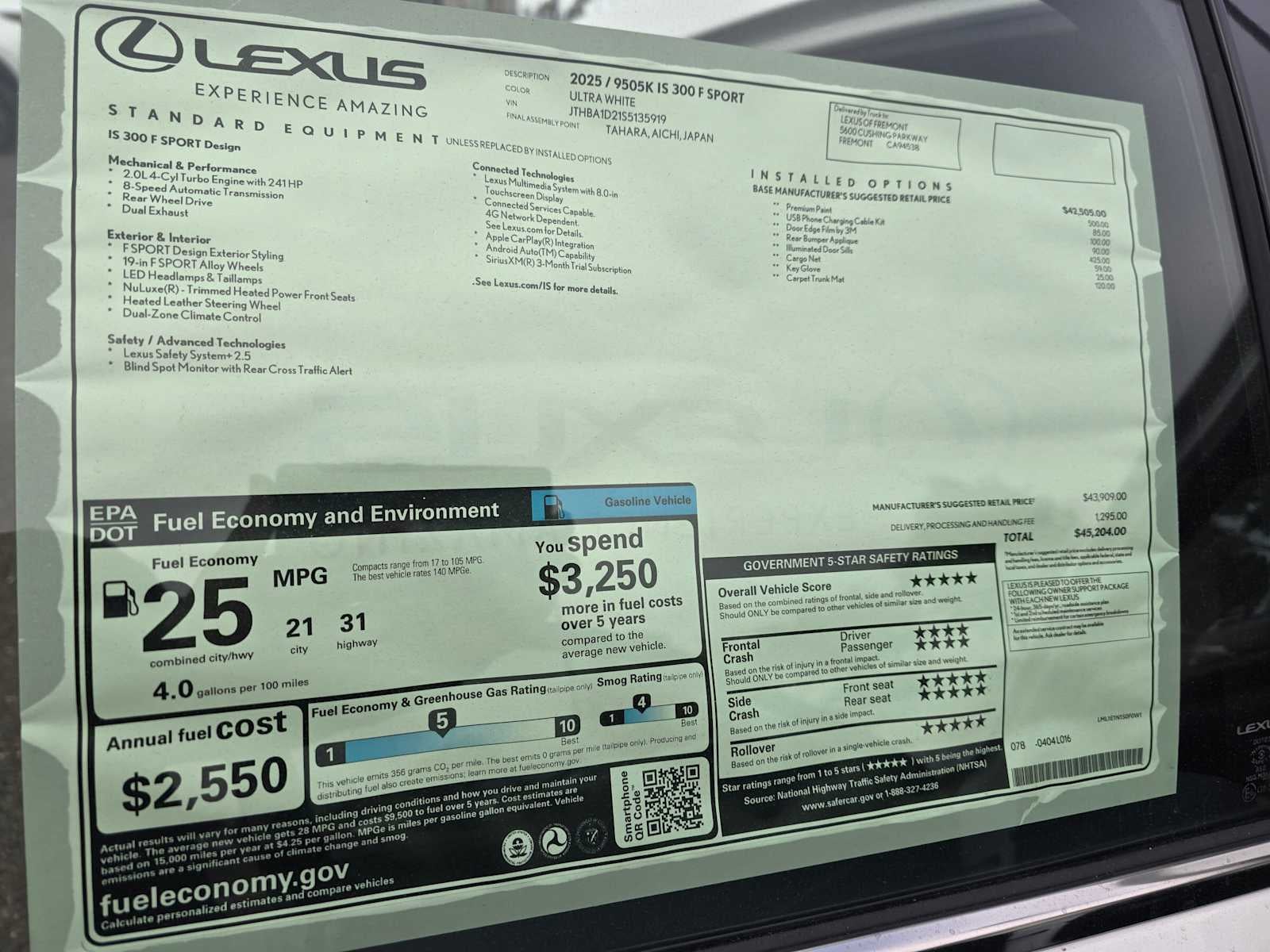 2025 Lexus IS F SPORT Design