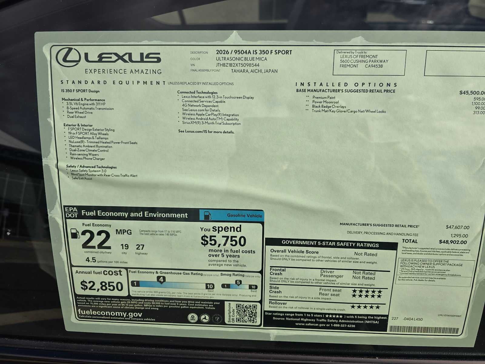 2026 Lexus IS 350 F SPORT DESIGN