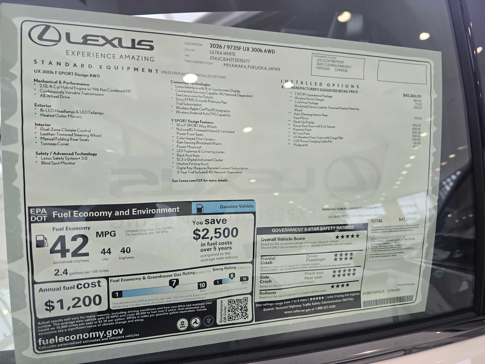 2026 Lexus UX 300h F SPORT DESIGN AWD