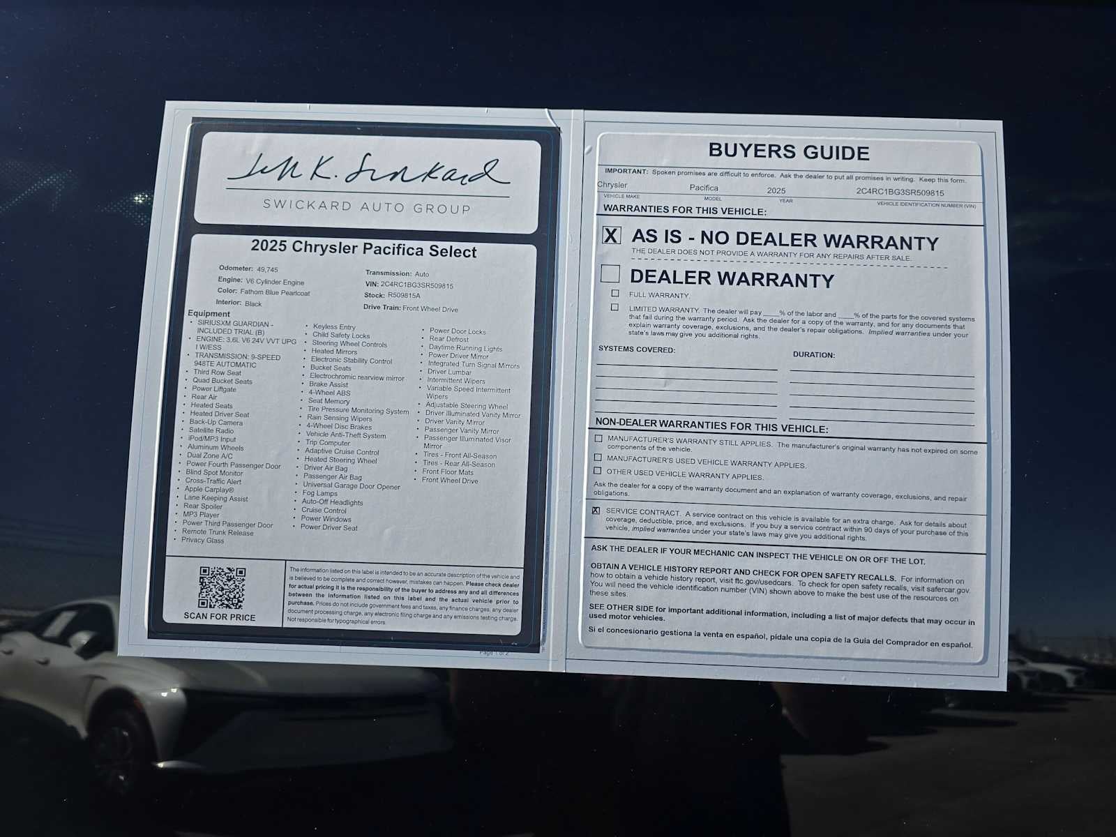 2025 Chrysler Pacifica Select