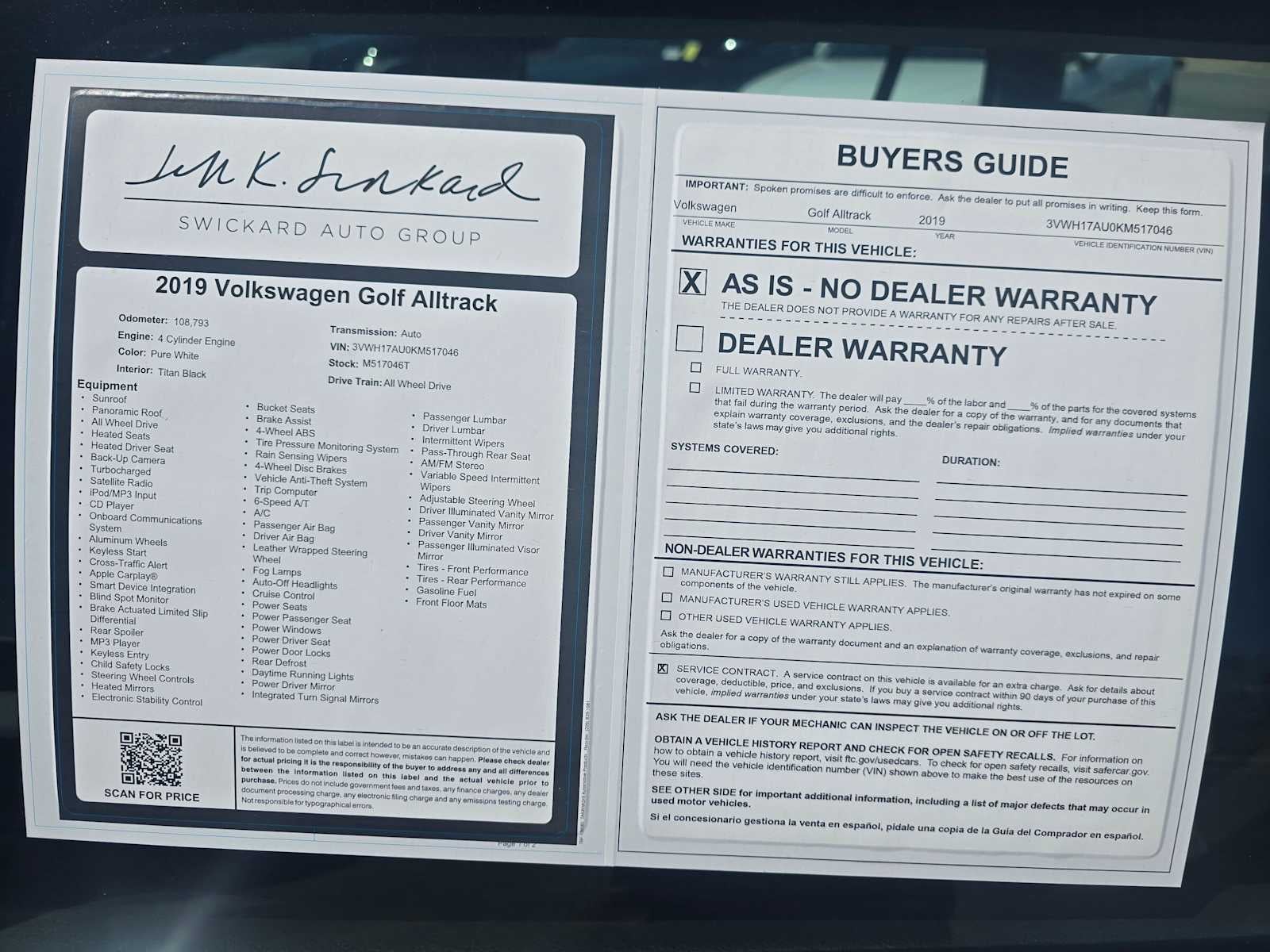 2019 Volkswagen Golf Alltrack SE