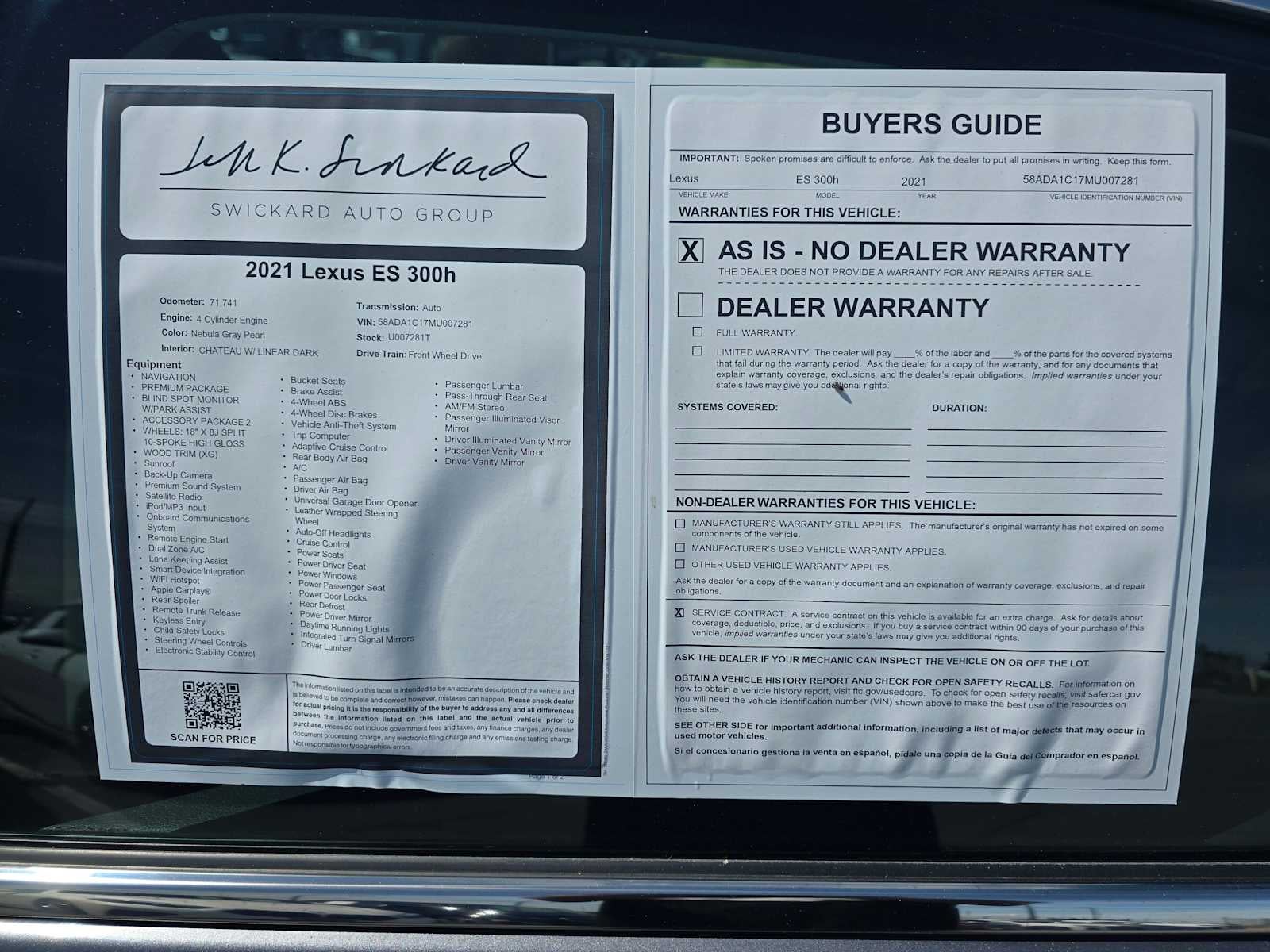 2021 Lexus ES 300h ES 300h