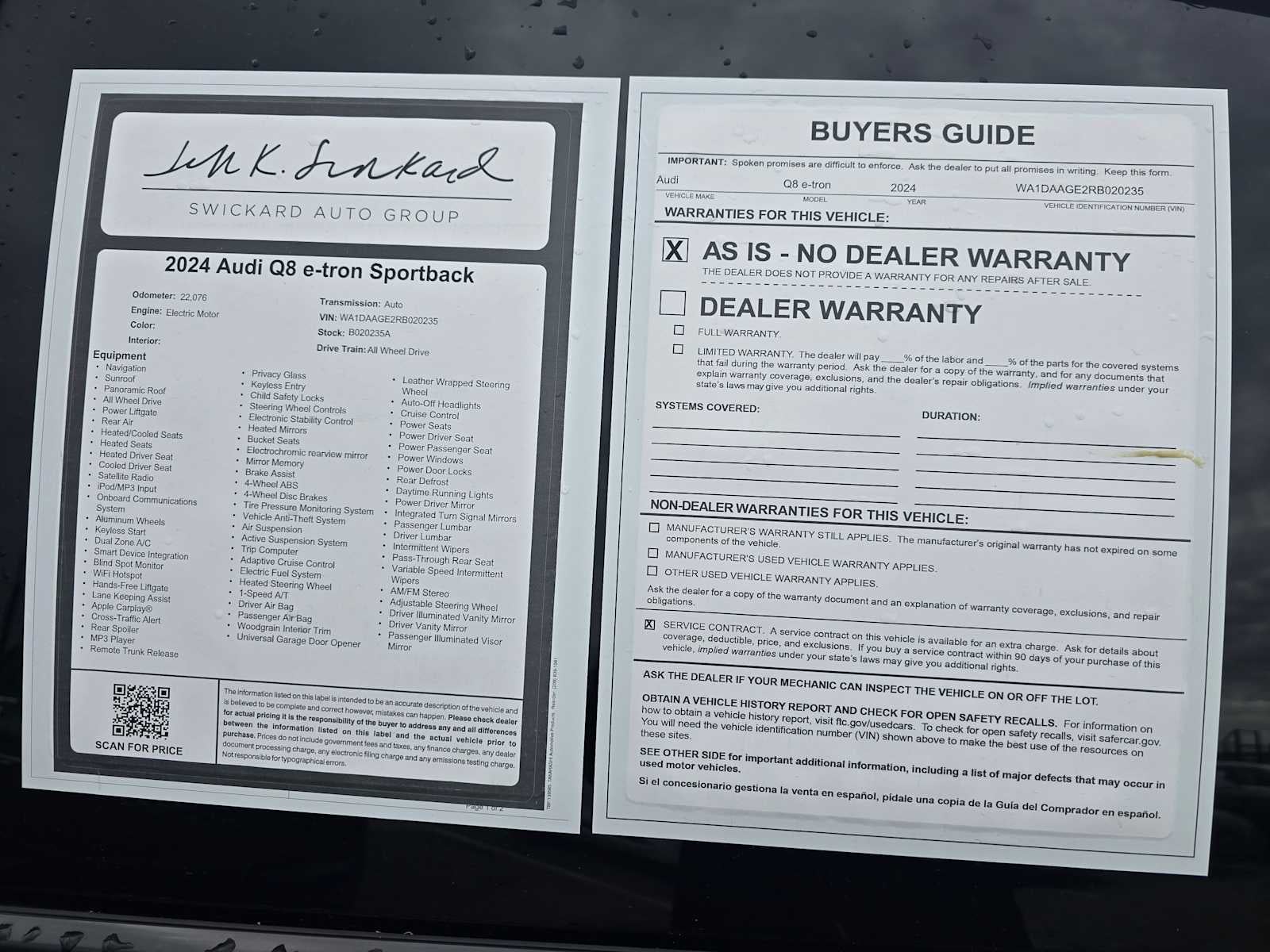 2024 Audi Q8 e-tron Sportback S line Prestige