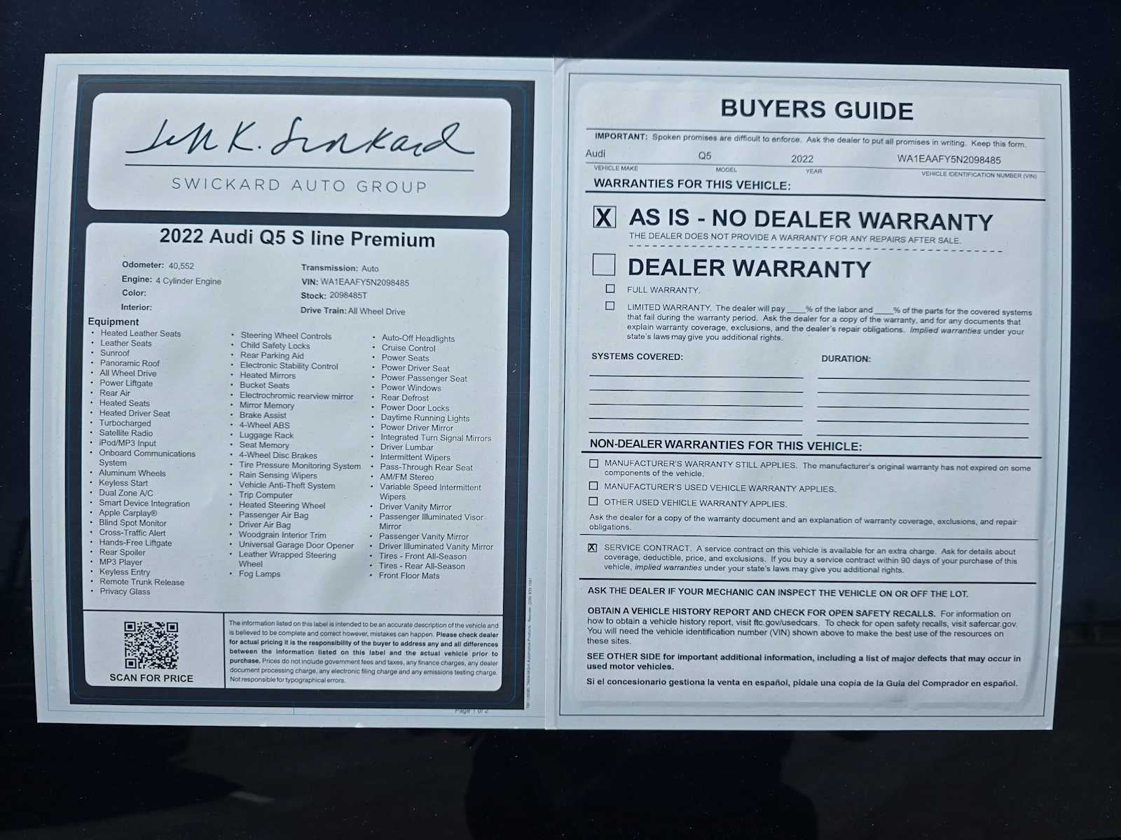 2022 Audi Q5 S line Premium Plus