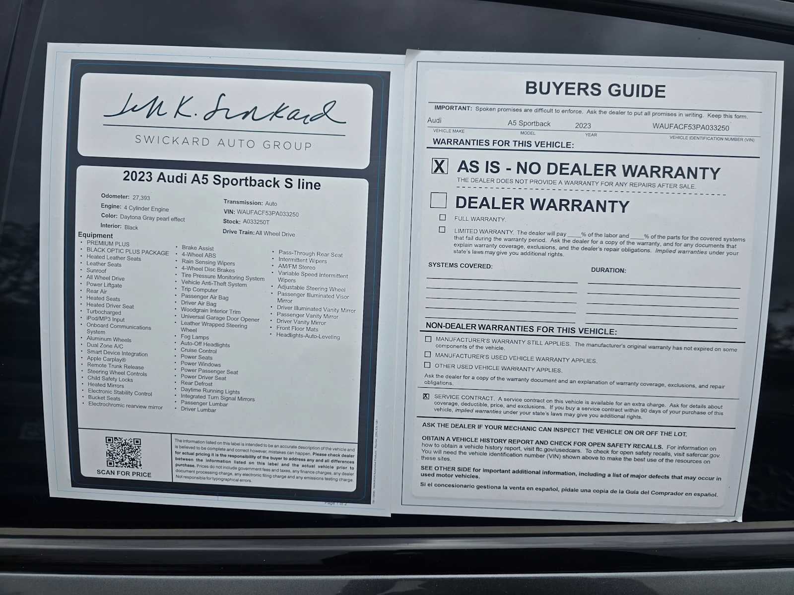 2023 Audi A5 Sportback S line Premium Plus