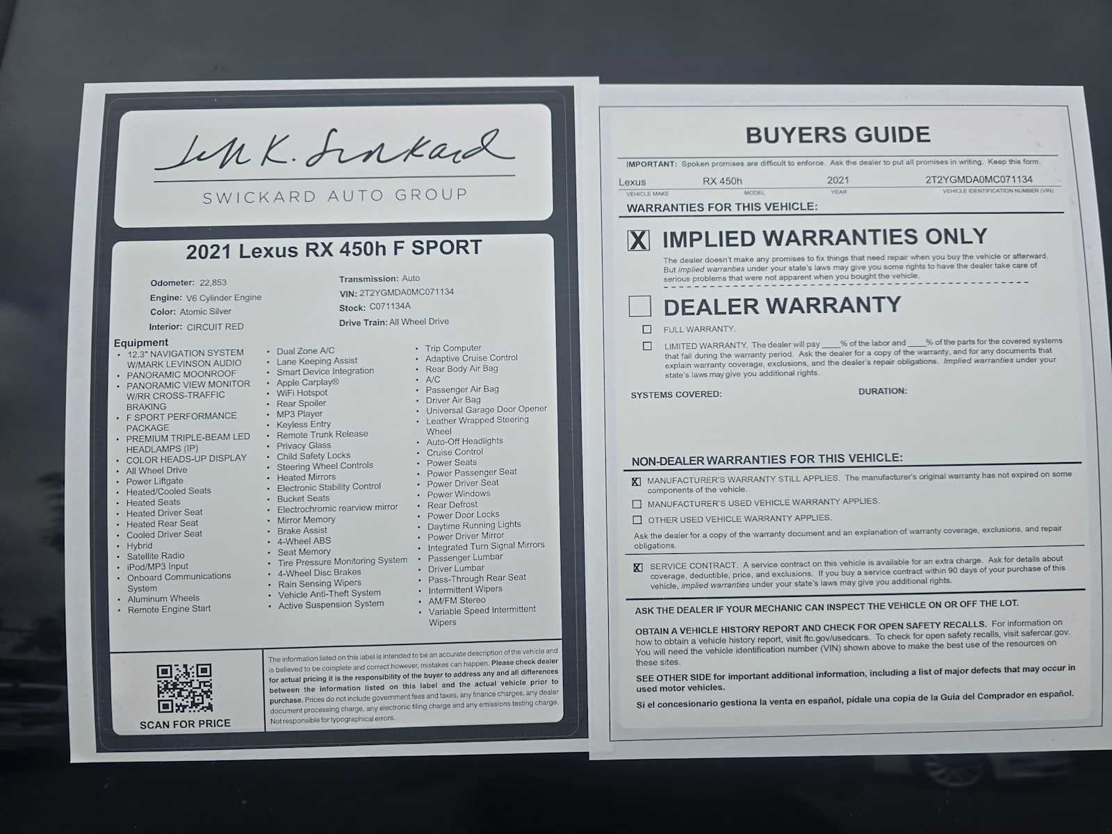 2021 Lexus RX F SPORT Handling