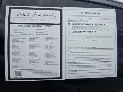 2022 Lexus NX 450h PLUS F SPORT HANDLING AWD