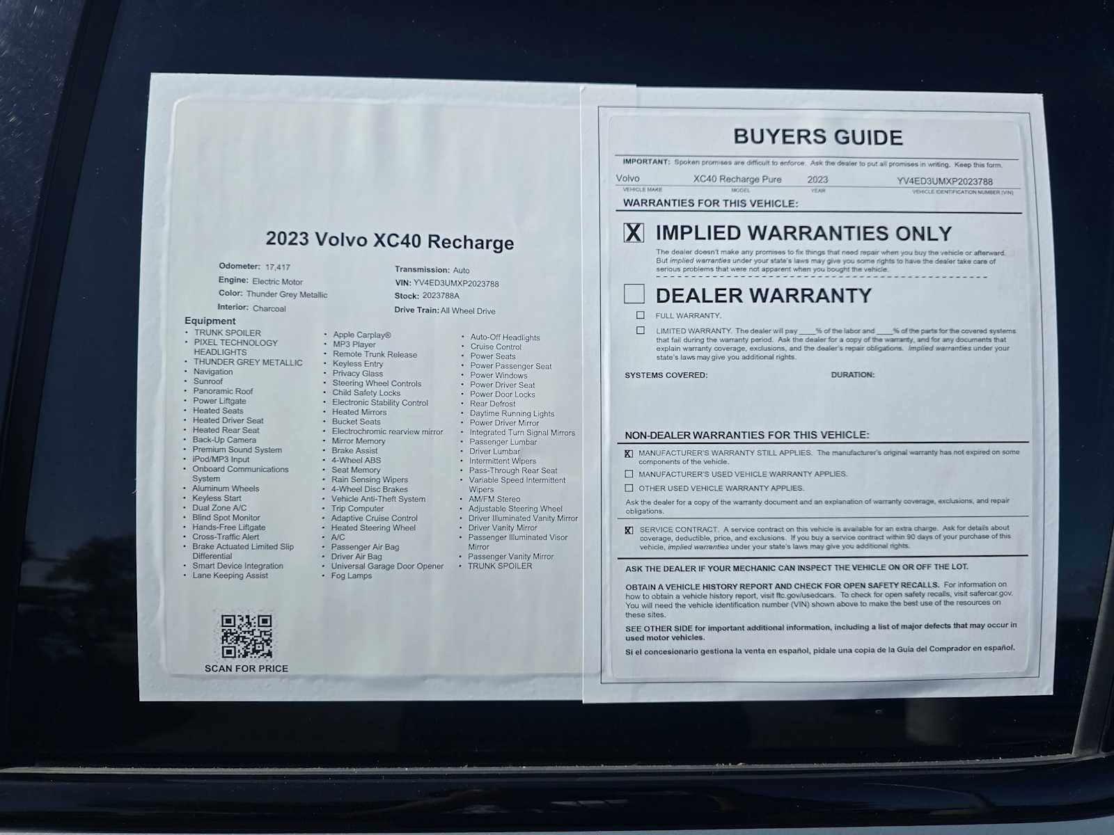 2023 Volvo XC40 Recharge Pure Electric Ultimate