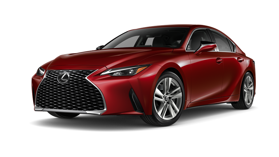 Exterior of the Lexus IS 300 shown in Matador Red Mica.