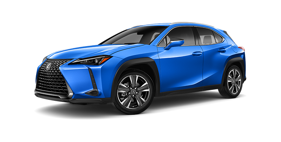 Exterior of the Lexus UX Hybrid shown in Grecian Water.