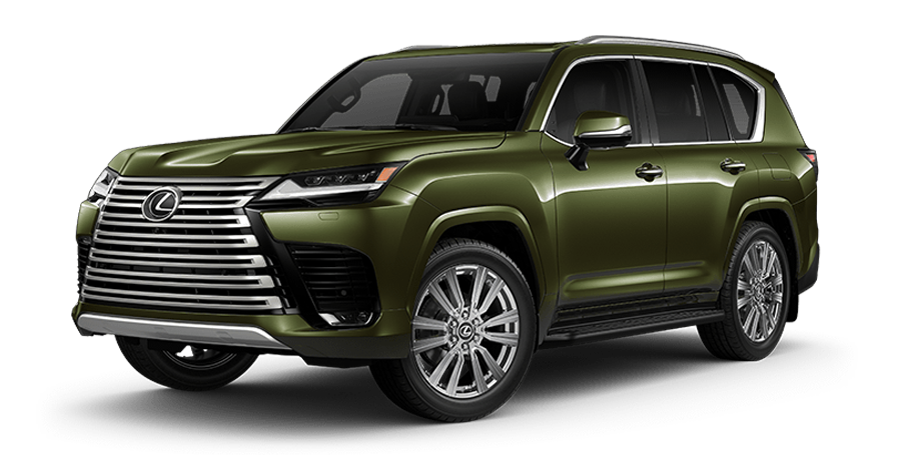 Exterior of the Lexus LX 600 Ultra Luxury shown in Nori Green Pearl.