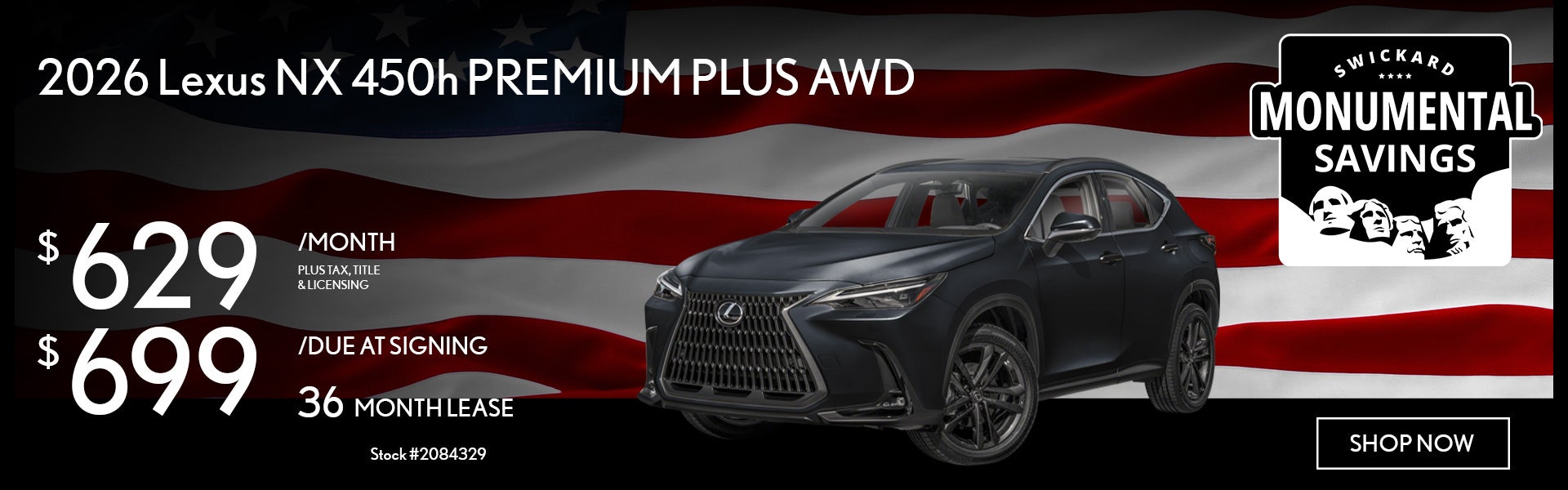 2026 Lexus NX 450h PREMIUM PLUS AWD Lease for $629/mo, $699 